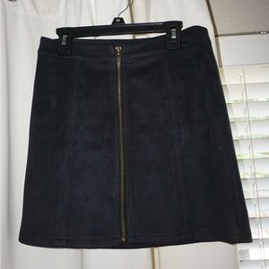 Navy suede mini skirt